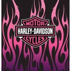 Harley Davidson Heavyweight Blanket - Pink Flames